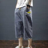 Men Jeans Summer Baggy Straight Trousers Casual Denim Shorts